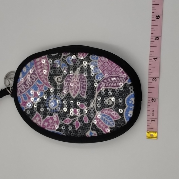 Vera Bradley Alpine Floral sequined oval wristlet wallet clutch - Picture 4 of 6